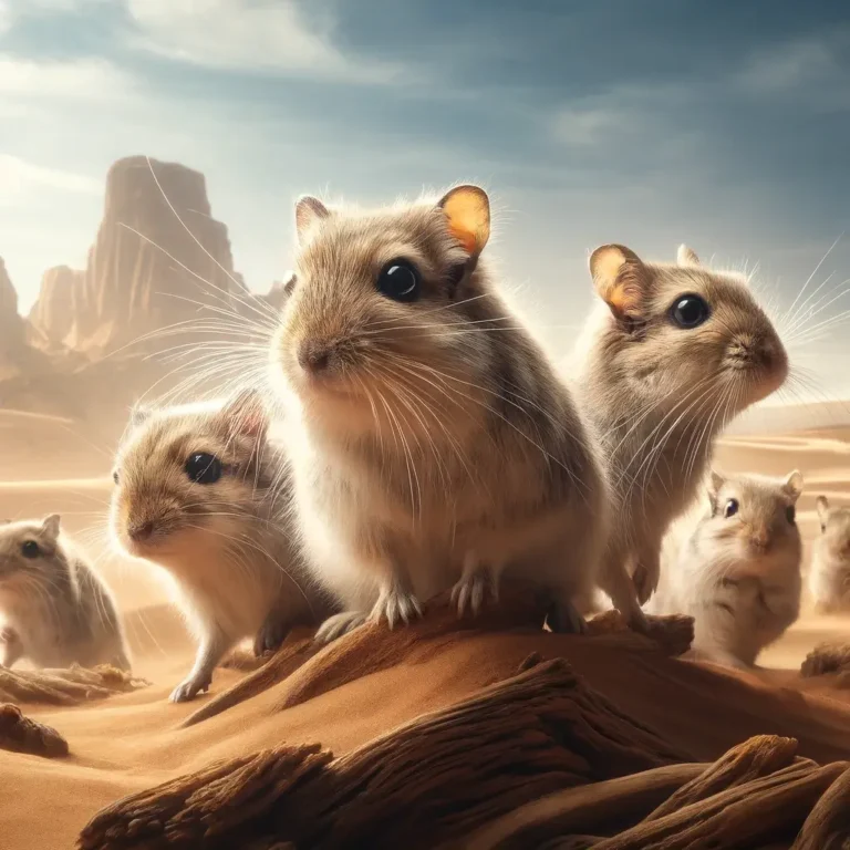 Mongolian gerbils in the desert